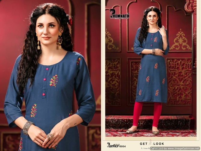 Premnath Parker 5 Ethnic Wear Rayon Designer Embroidery Kurti Collection